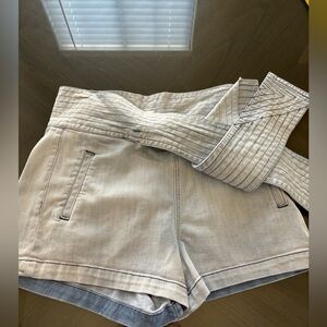 7 For All Mankind Trapunto Tie-Waist Denim Shorts Light Wash- 31